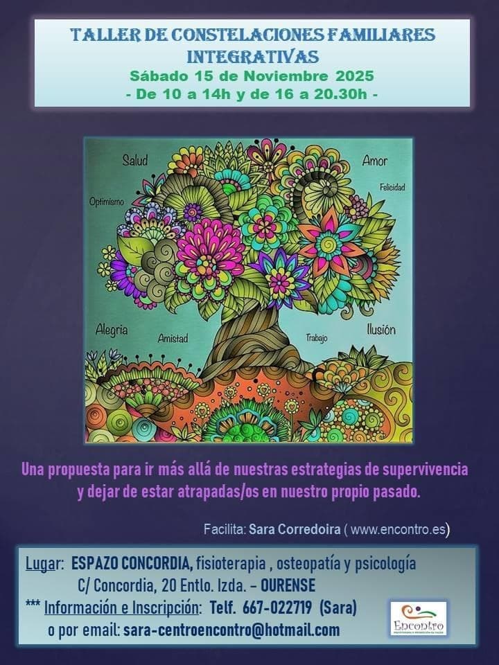 OBRADOIRO DE CONSTELACIÓNS  INTEGRATIVAS, o 15 de Novembro, en OURENSE